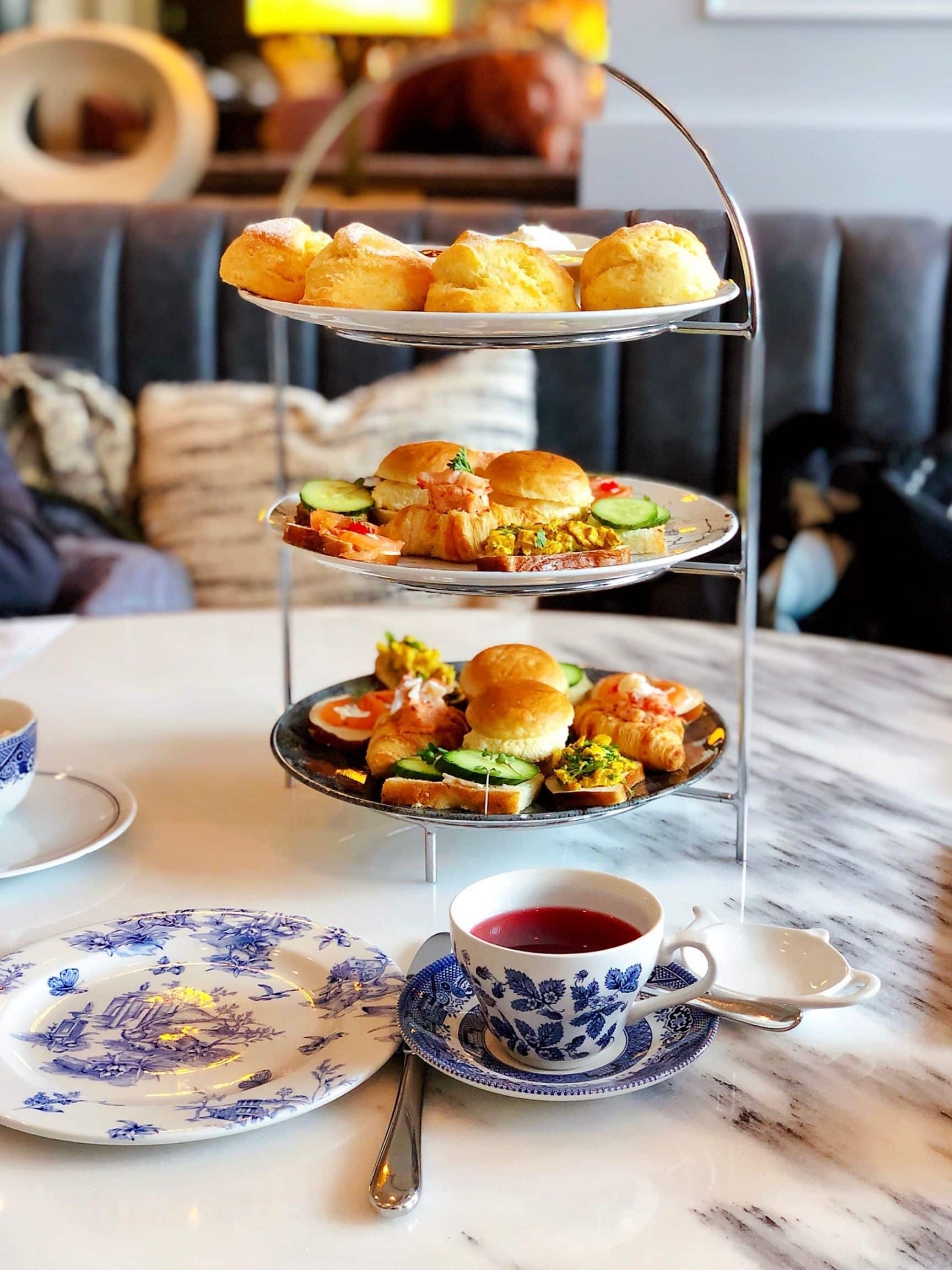 afternoon tea at fairmont in lake louise in summer