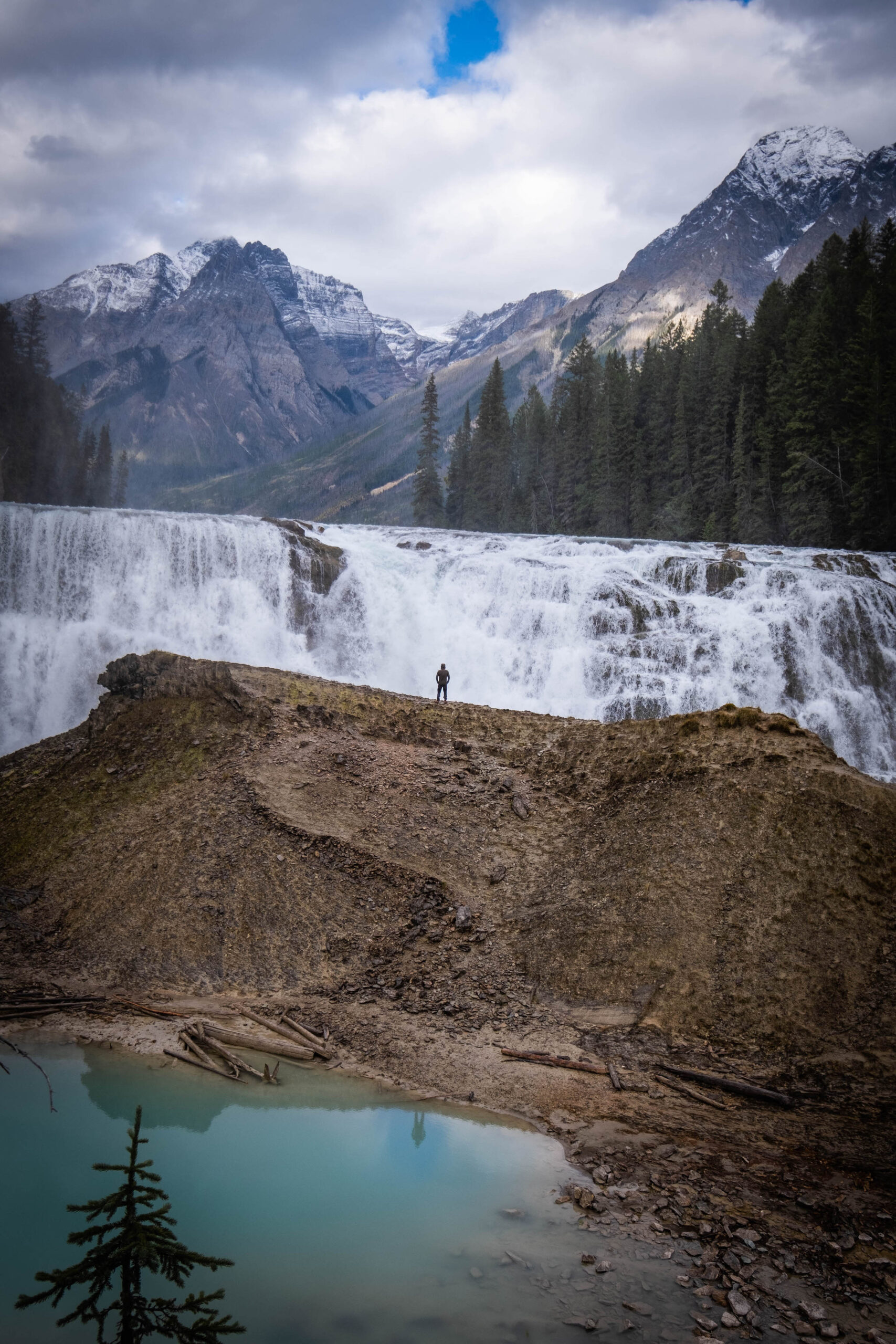 Cameron Stands In Front Of Wapta Falls