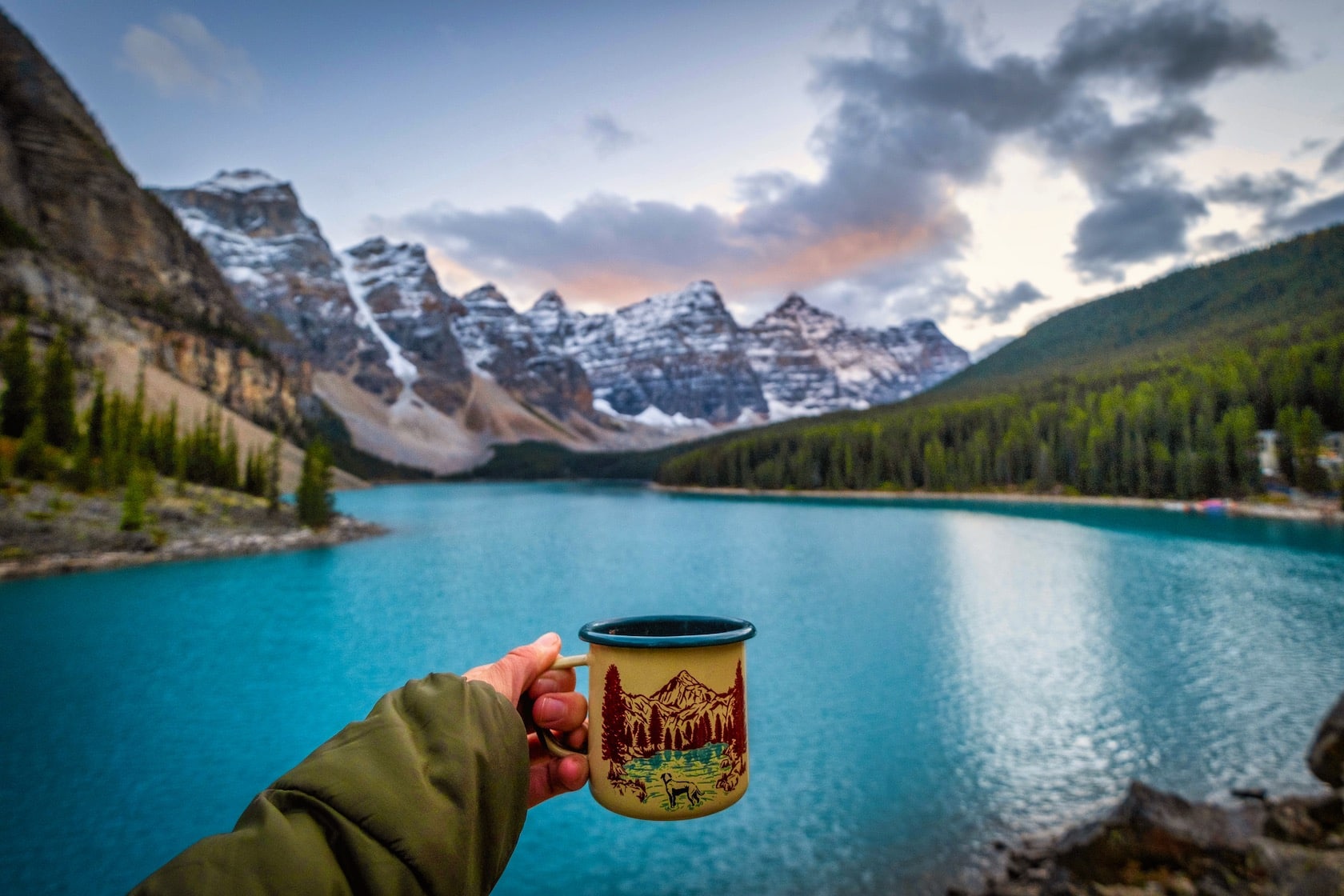 sunset at moraine lake