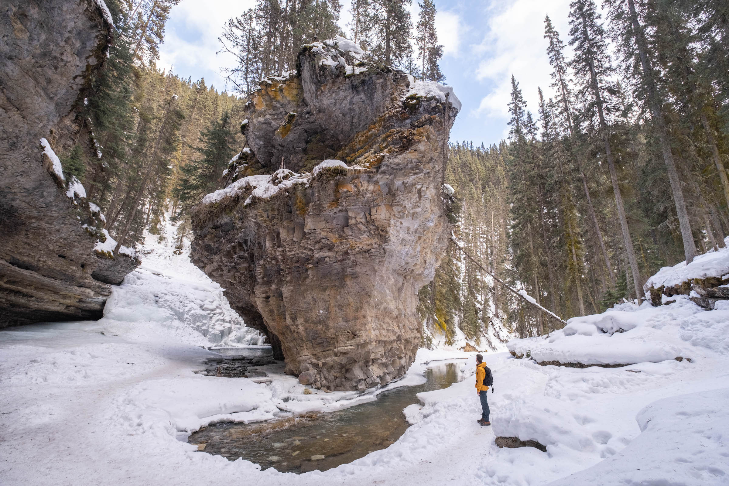 Cameron In Johnston Canyon In The Winter