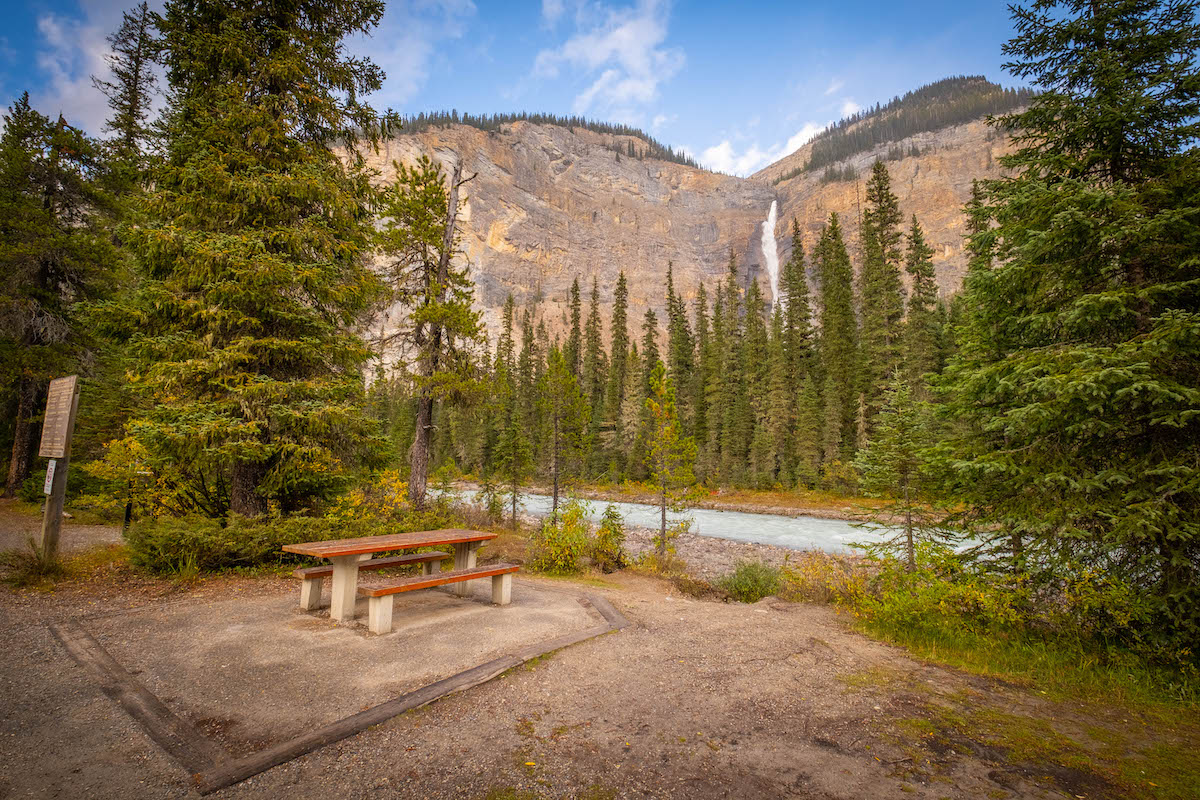 picnic table at tak falls