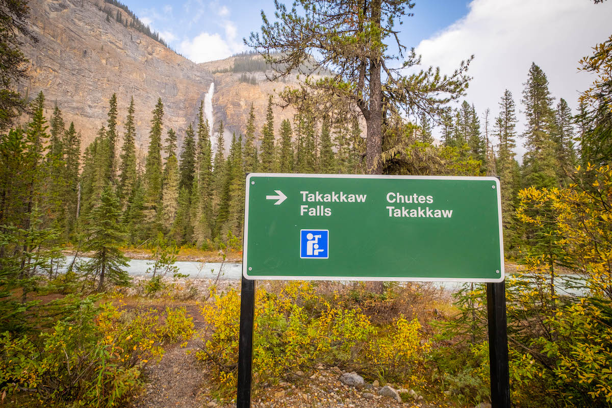 parks canada sign for takakkaw falls