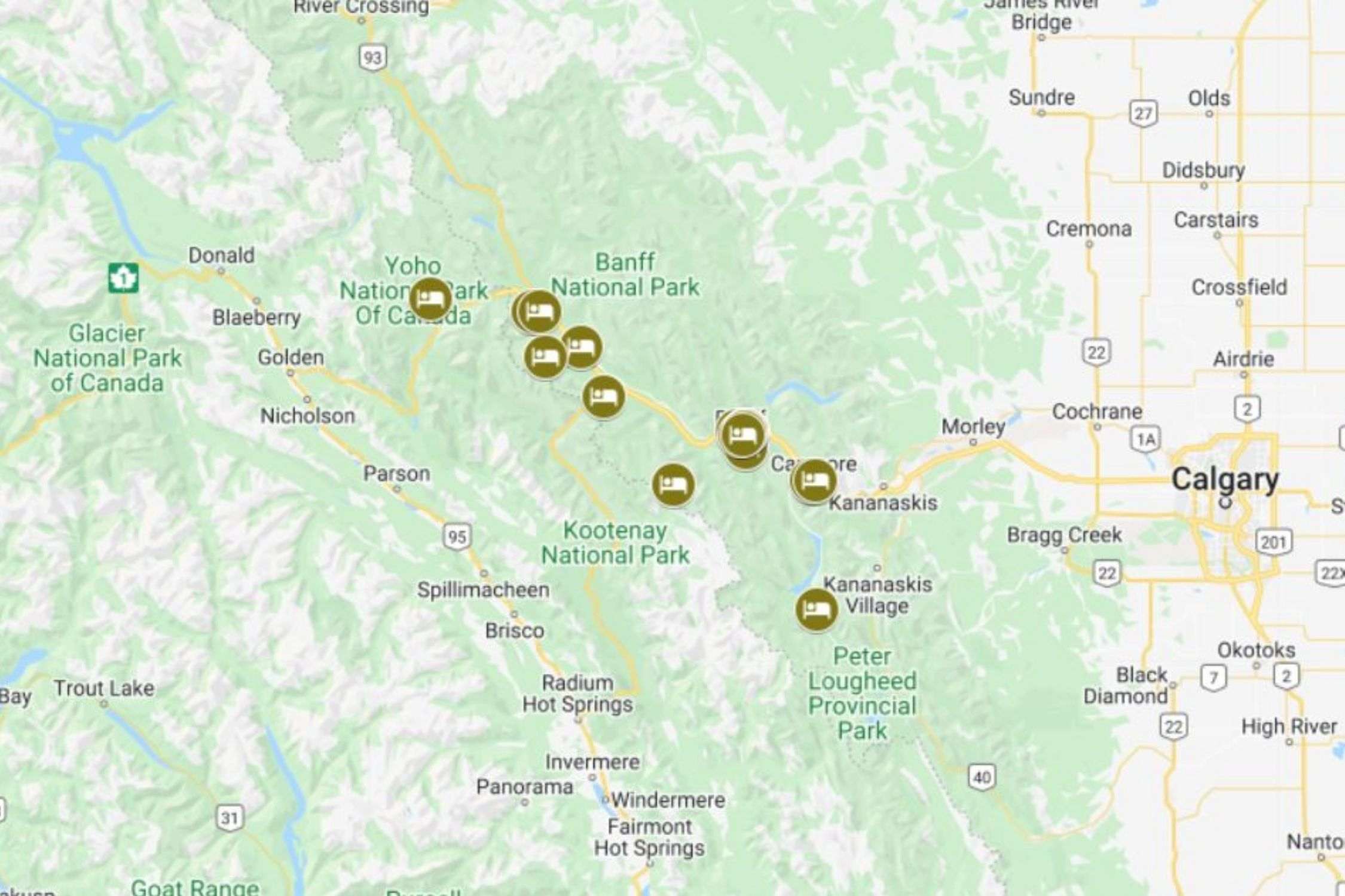 Best Hotels in Banff Map