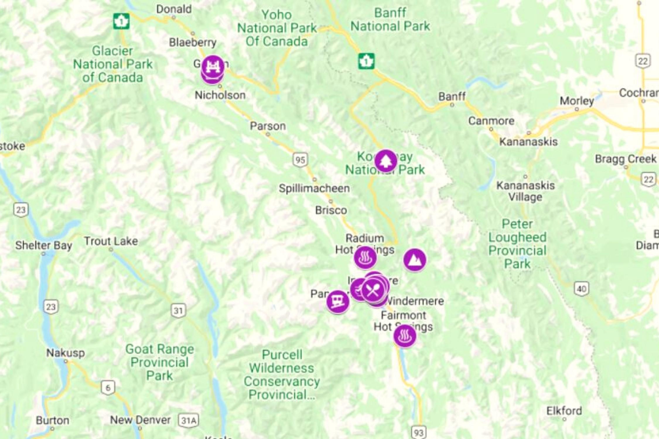 Fun Things To Do In Invermere,BC Map