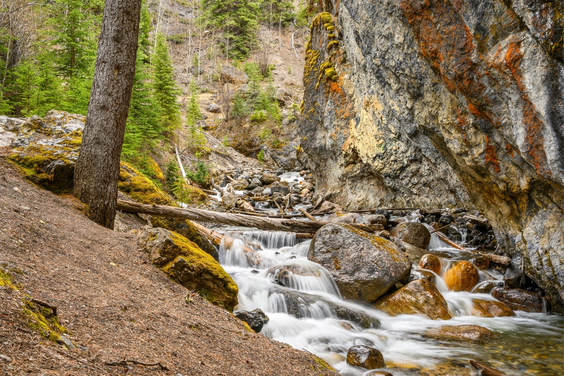 A long exposure of a small waterfall in the sundance canyon