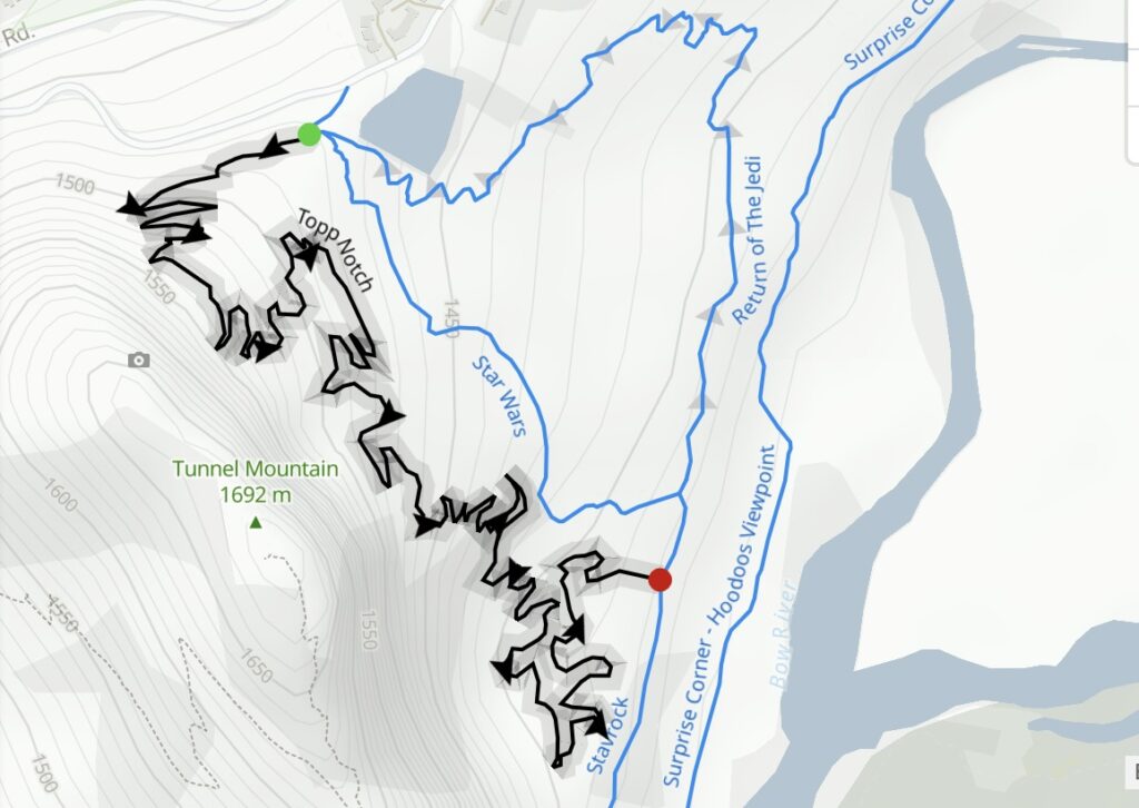 Topp Notch Mountain Bike Trail Map in Banff