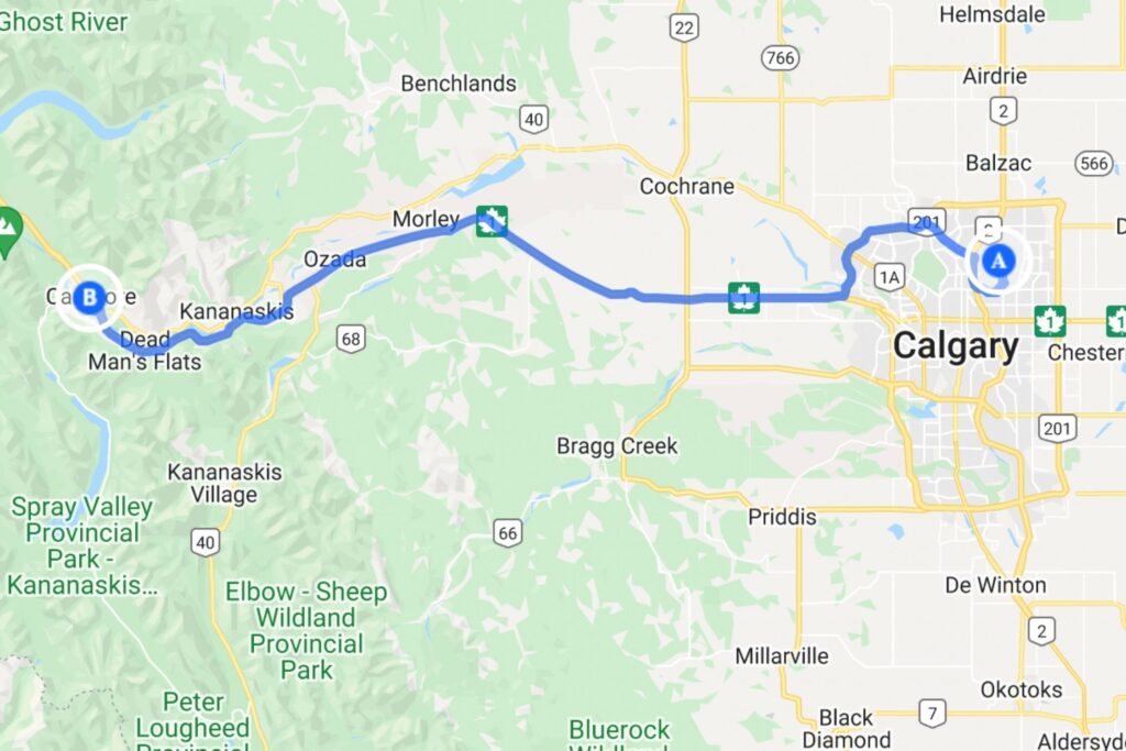 calgary to canmore route