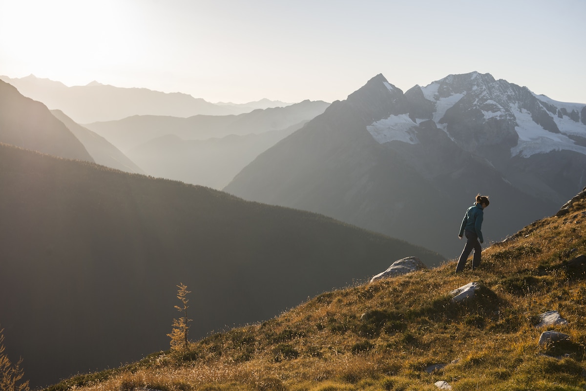 A hiker at Jumbo Pass, BC.