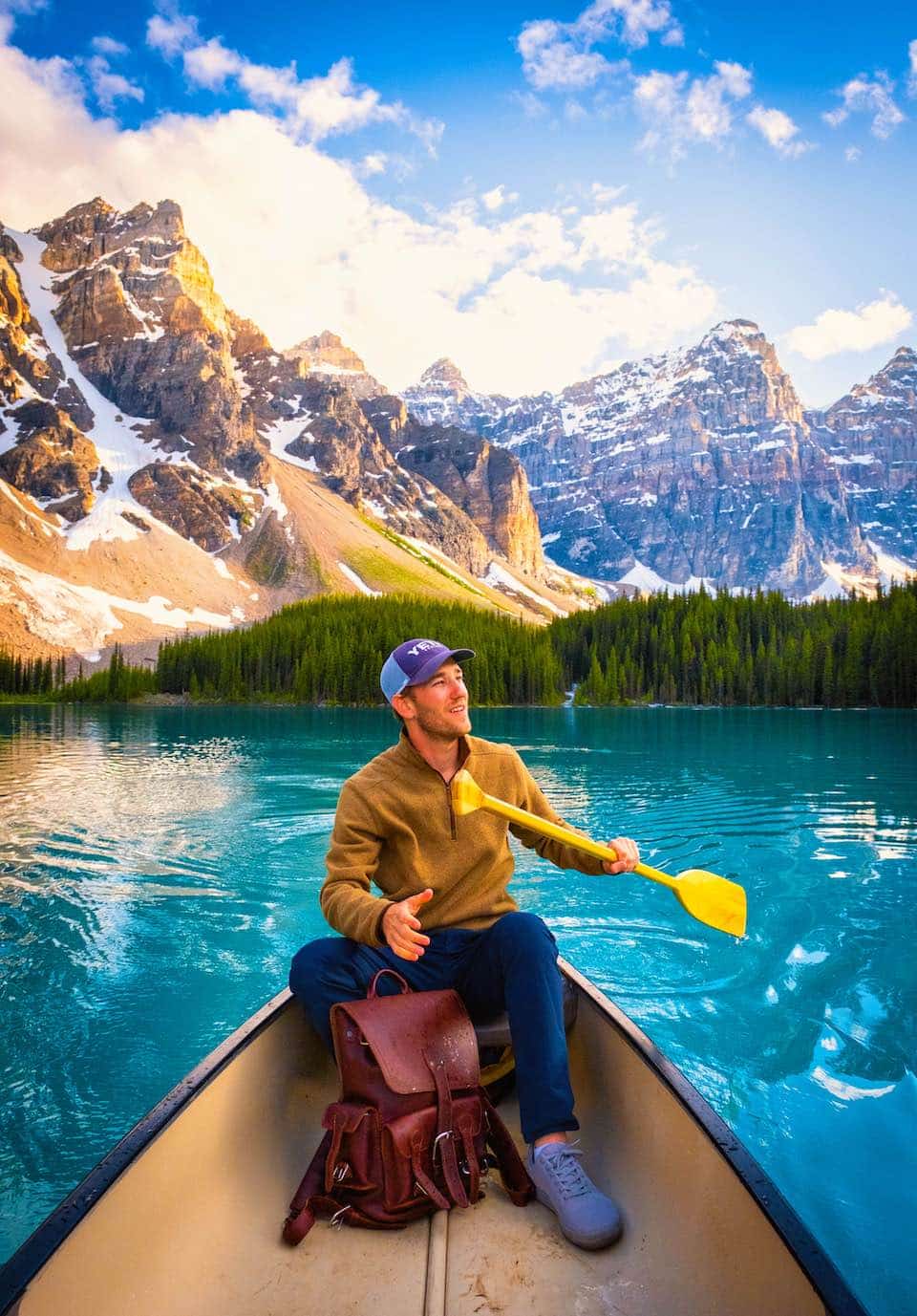 canoeing on moraine lake