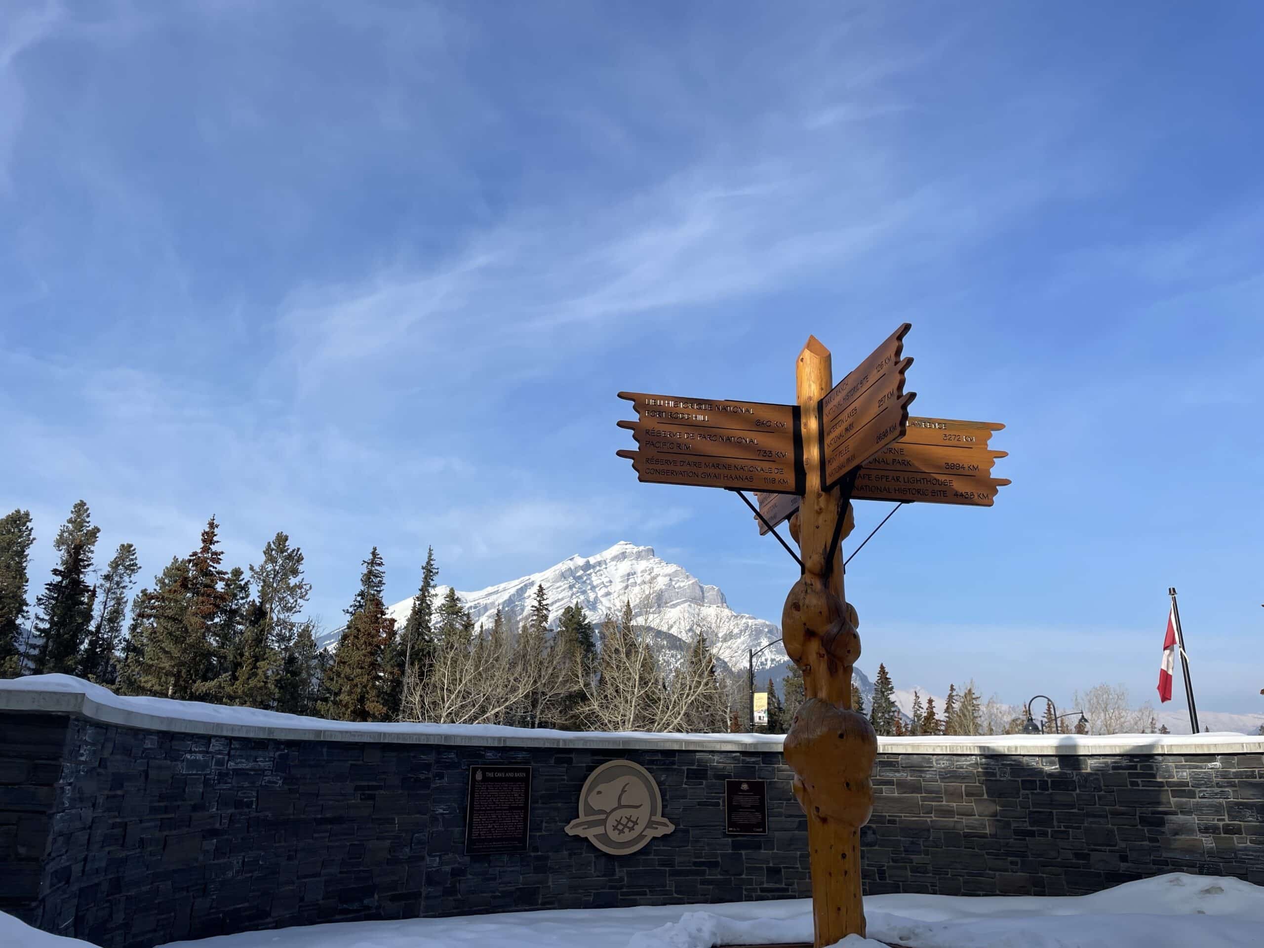 Direction Sign At Cave & Basin Historic Site