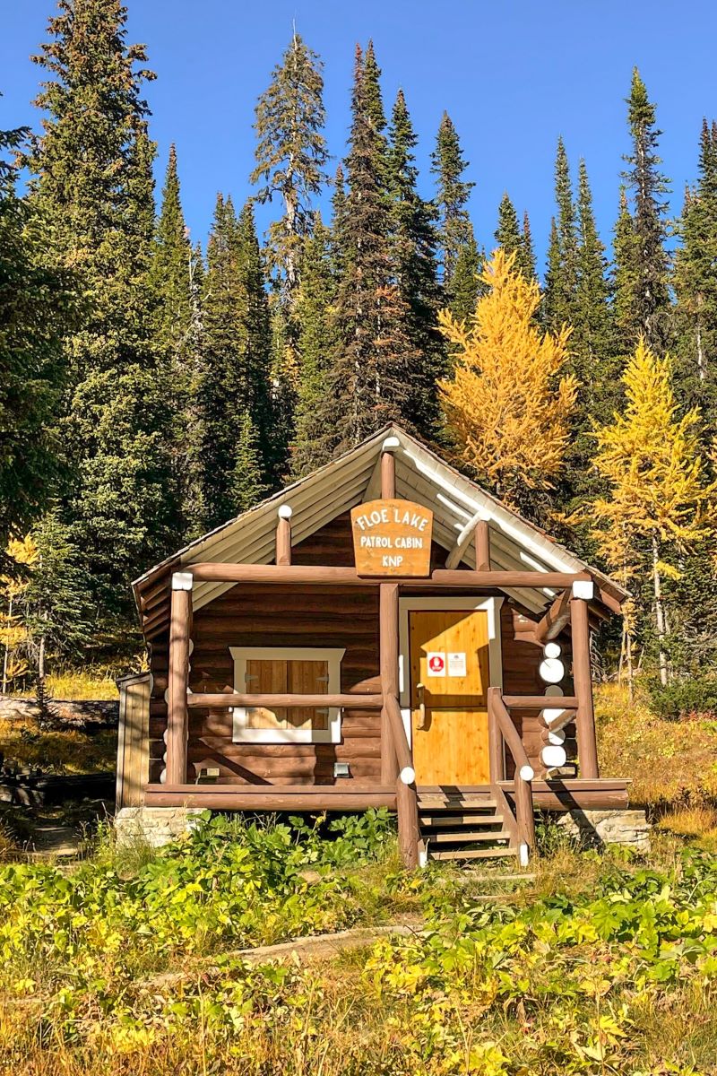 Floe Lake warden Patrol Cabin in fall