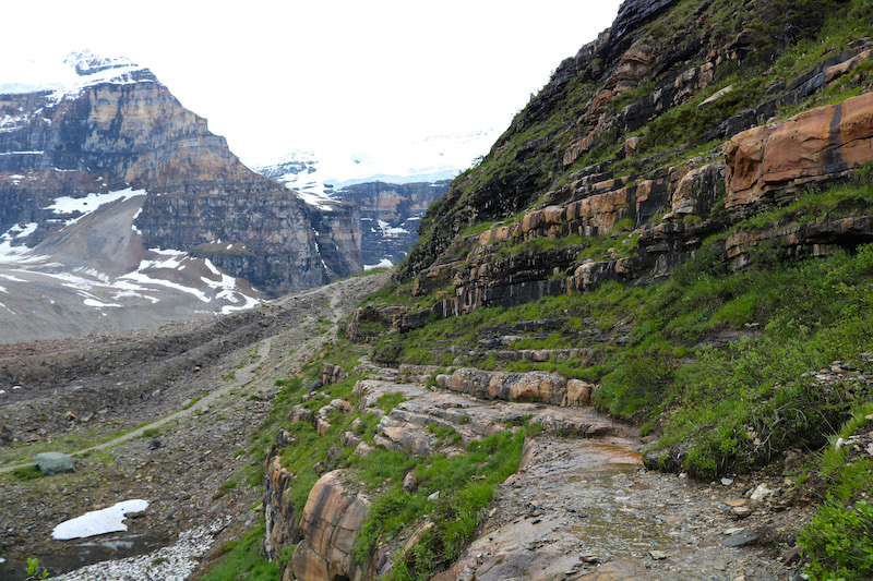 plain of six glaciers rock ledge