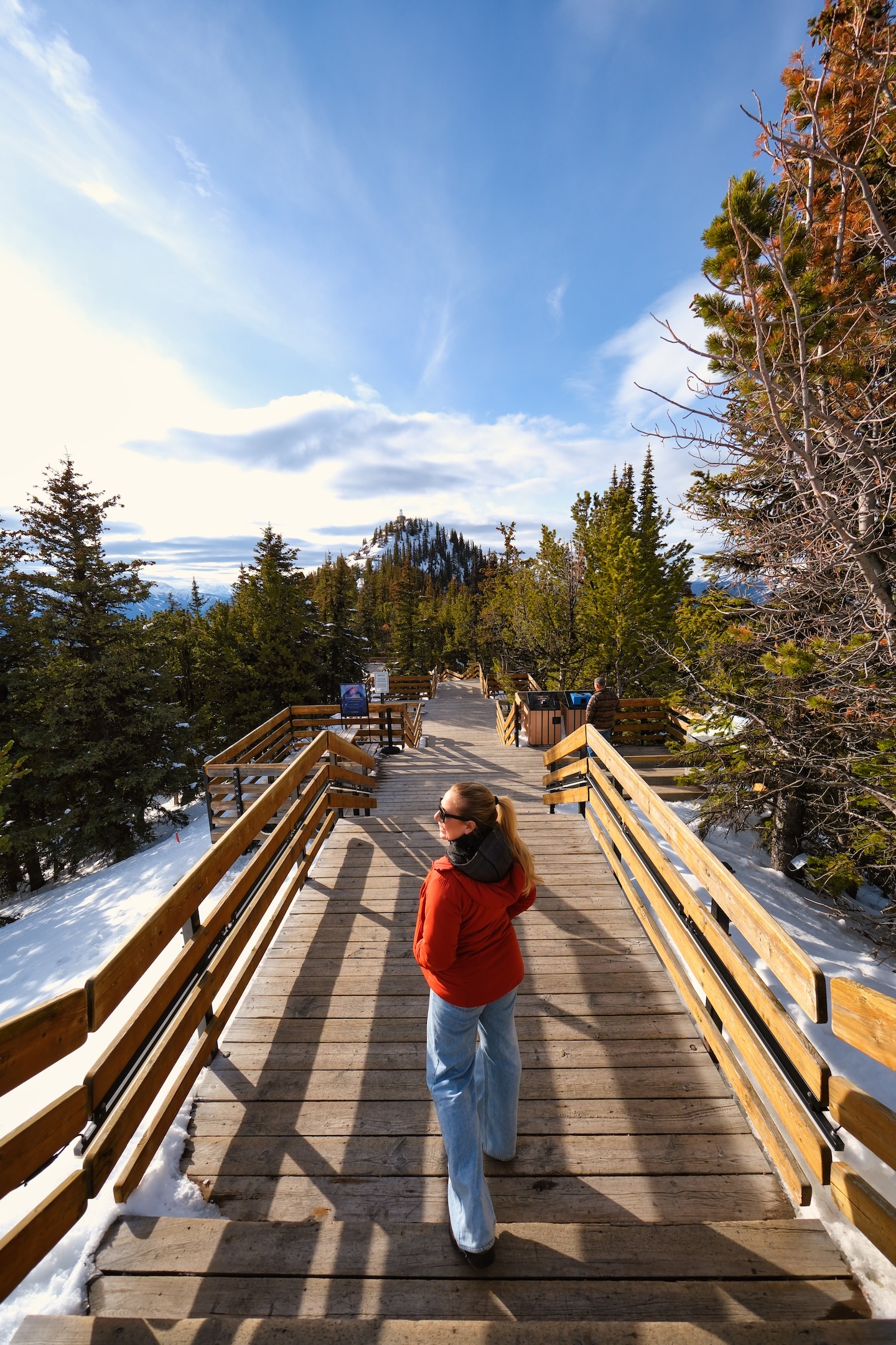 Natasha Walks Along The Boardwalk Of The Banff Gondola