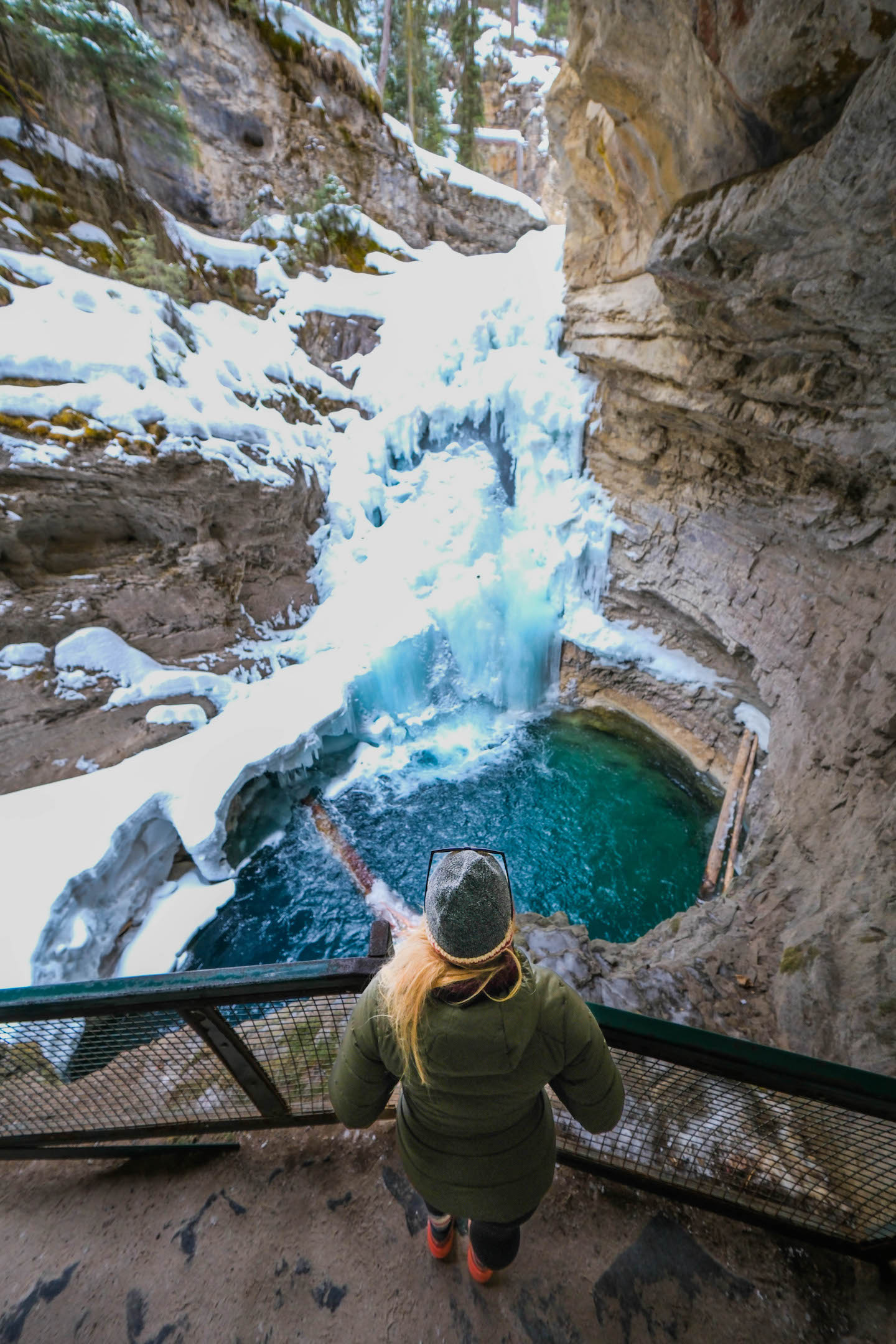 Natasha Looking Down At Johnston Canyon