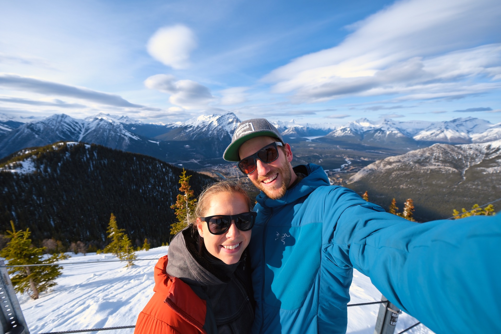 a selfie with Cascade Mountain behind us