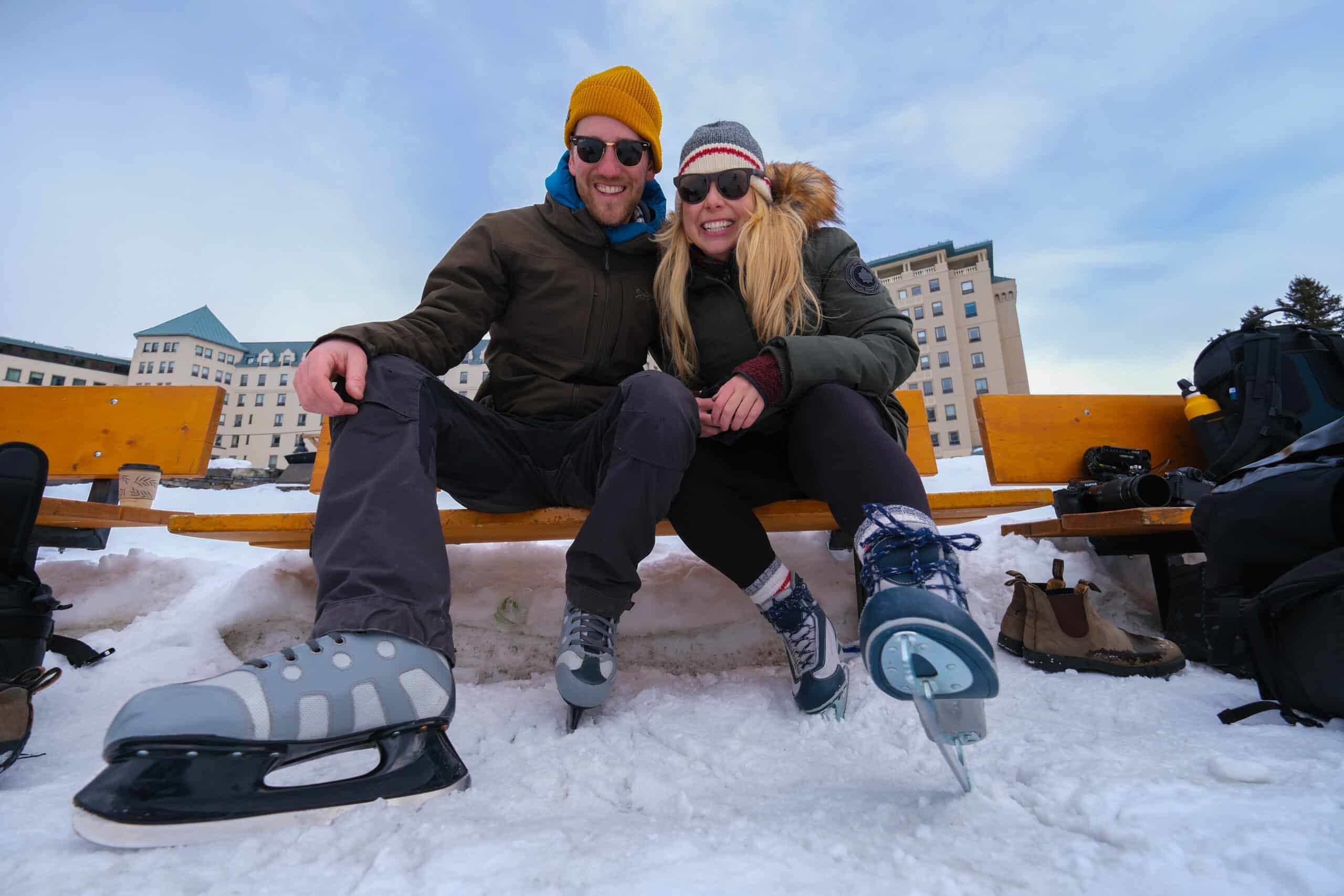 ice skating on lake louise