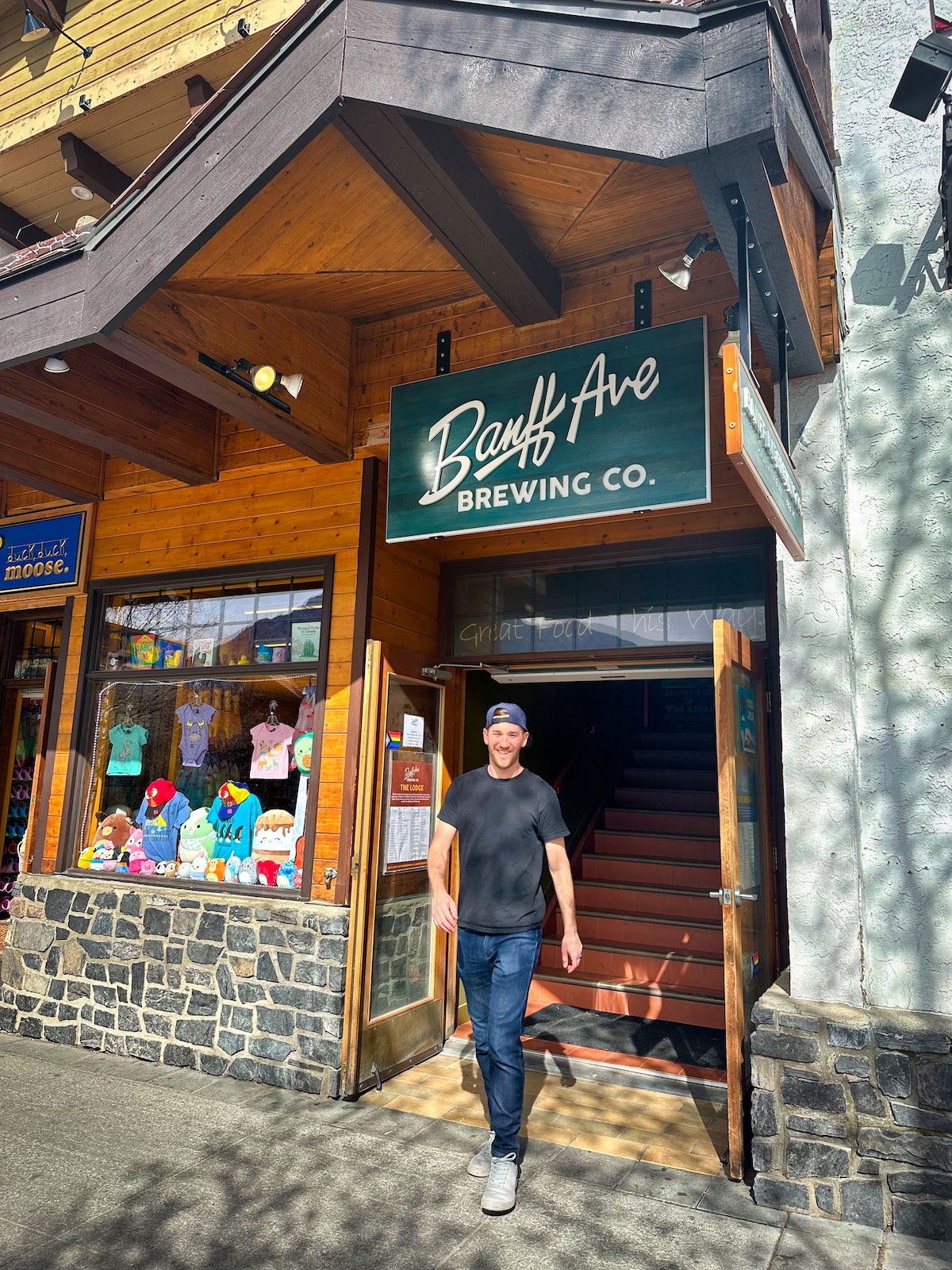 Cameron Walks Out Of Banff Ave Brewing After Lunch