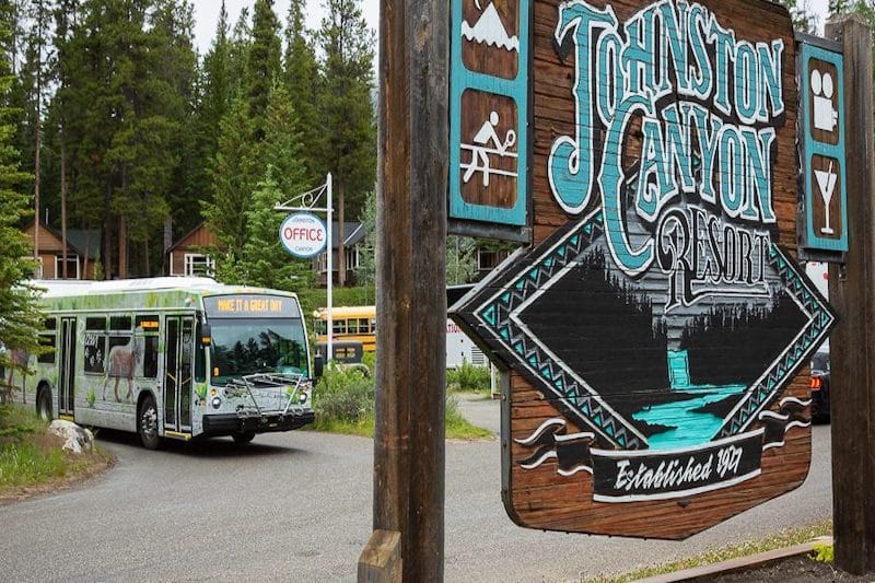 Roam transit bus at Johnston Canyon