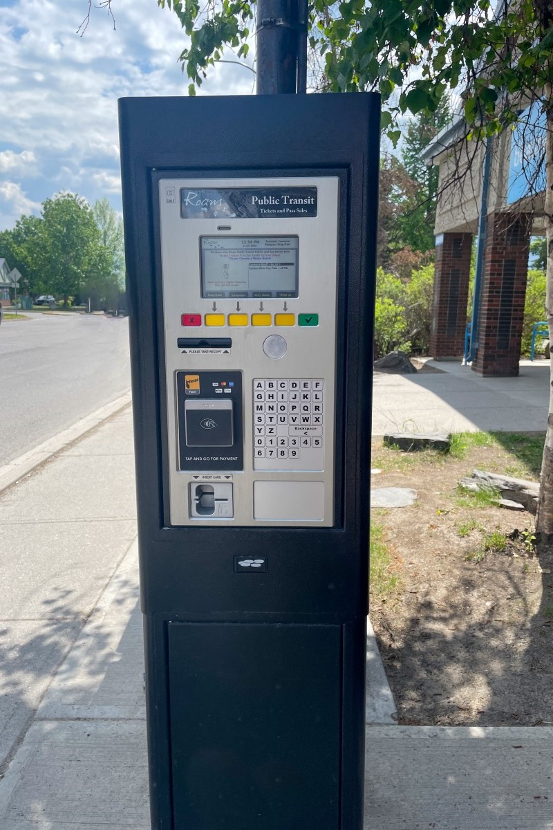 Roam Transit payment machine at local bus stop