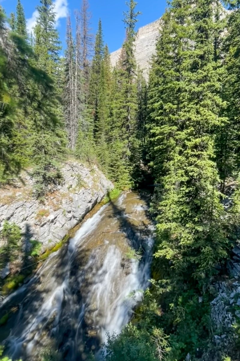 Waterfall in forest by Picklejar Lakes