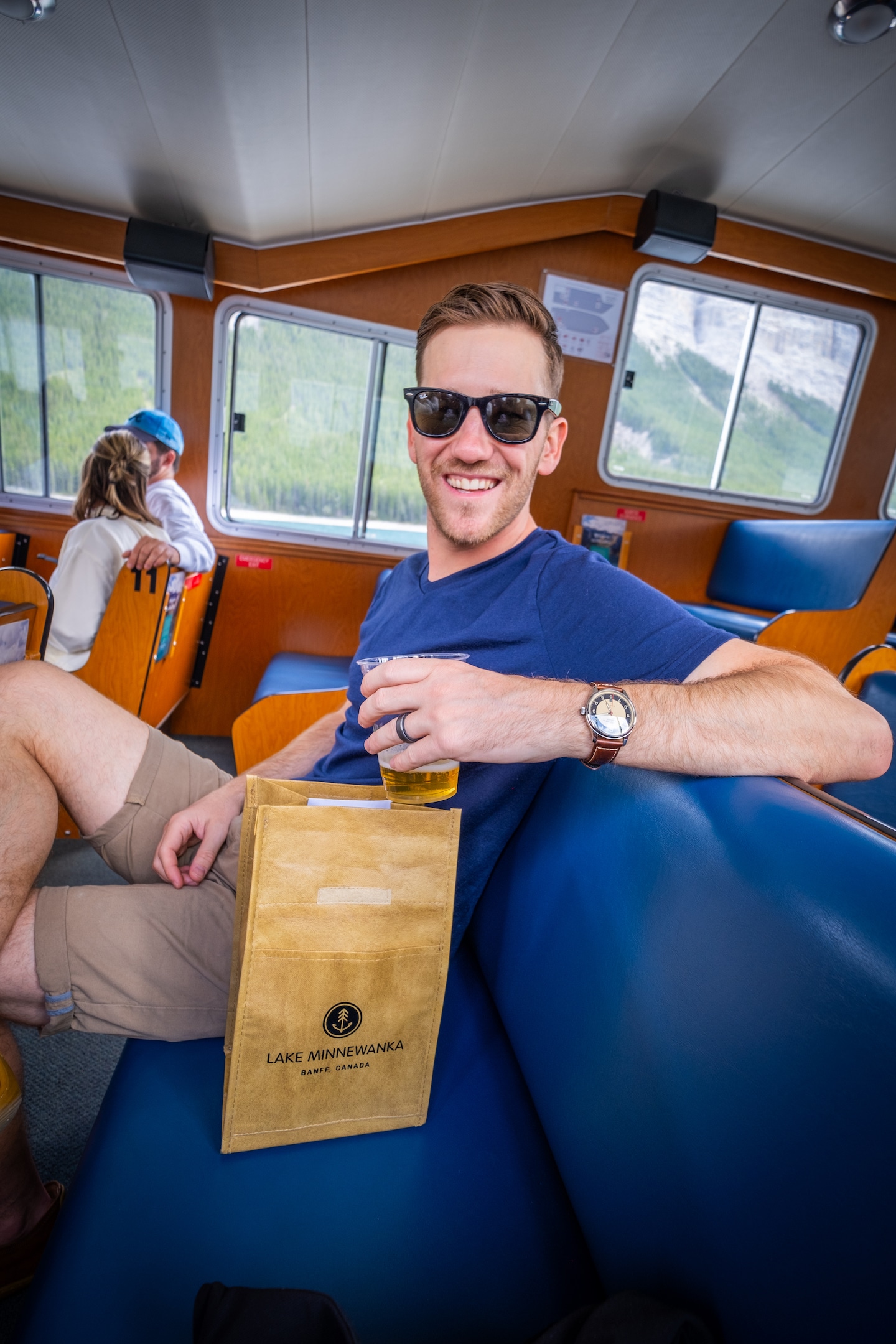 Cameron on Lake Minnewanka Beer Voyage Cruise 