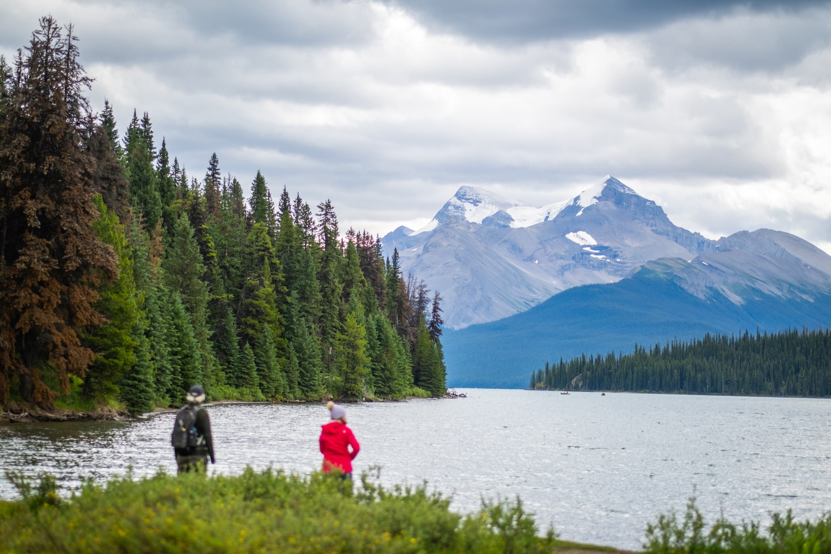 maligne lake in august