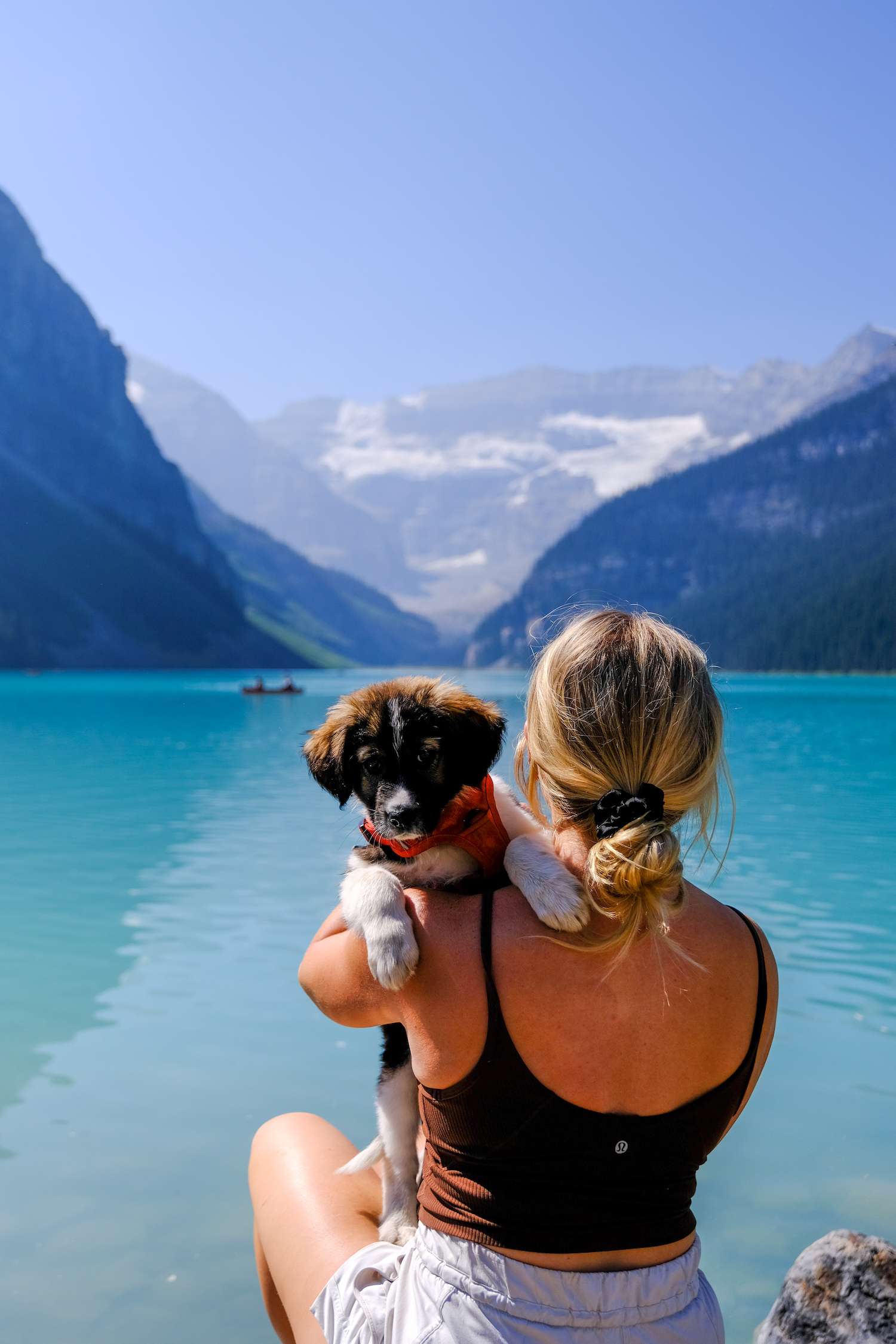 Natasha & Puppy At Lake Louise