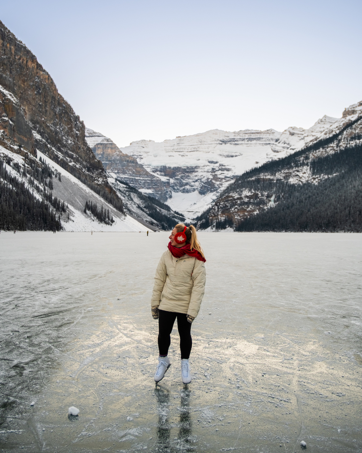 Skating on Lake Louise a day after it froze in November