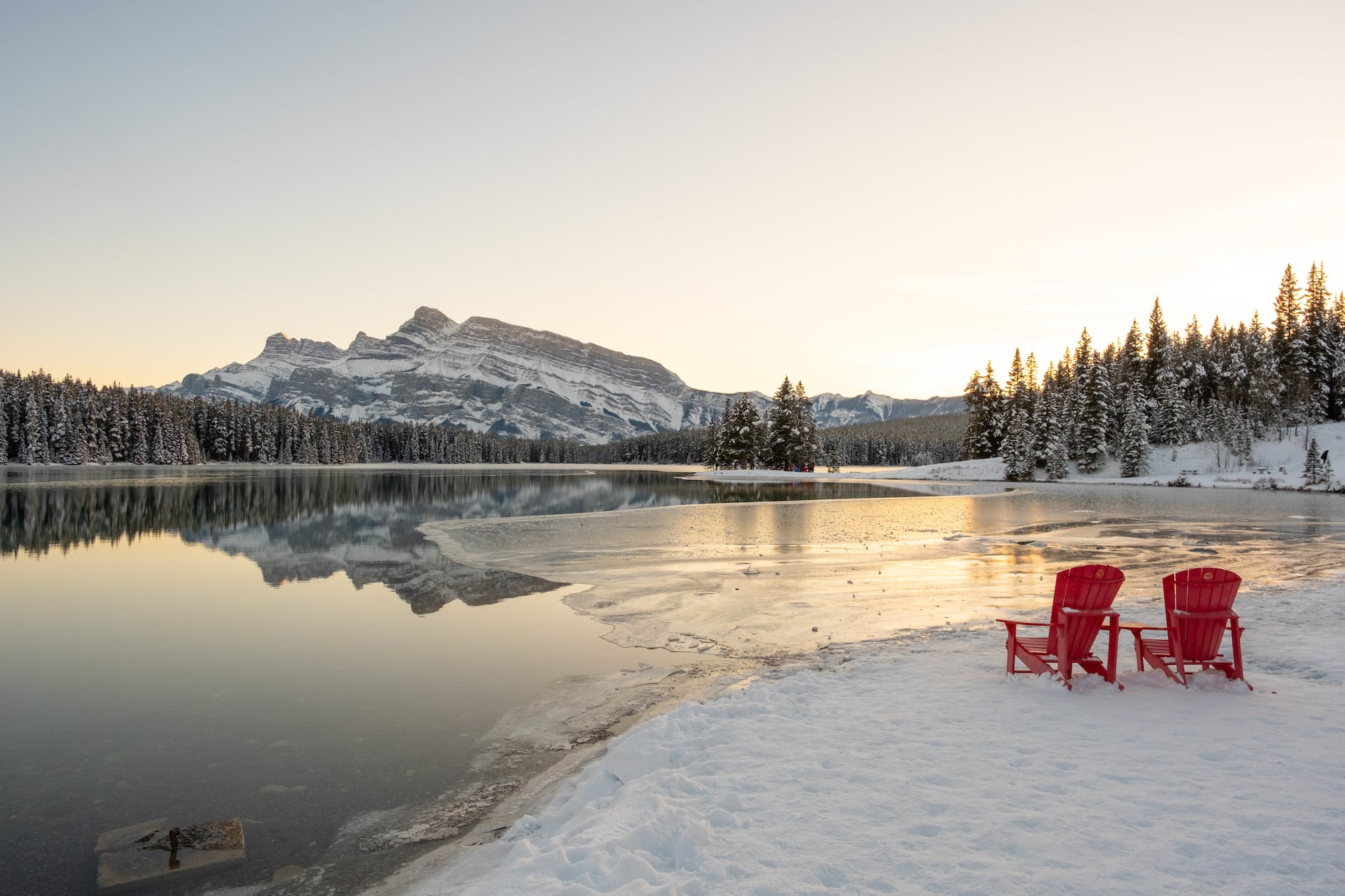 Two Jack Lake in the winter