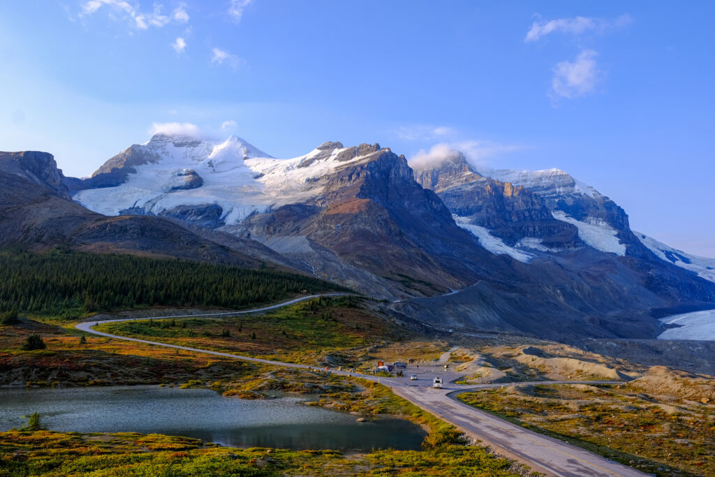 A View Of Mount Athabasca Shortly After Sunrise Across Icefield Parkway