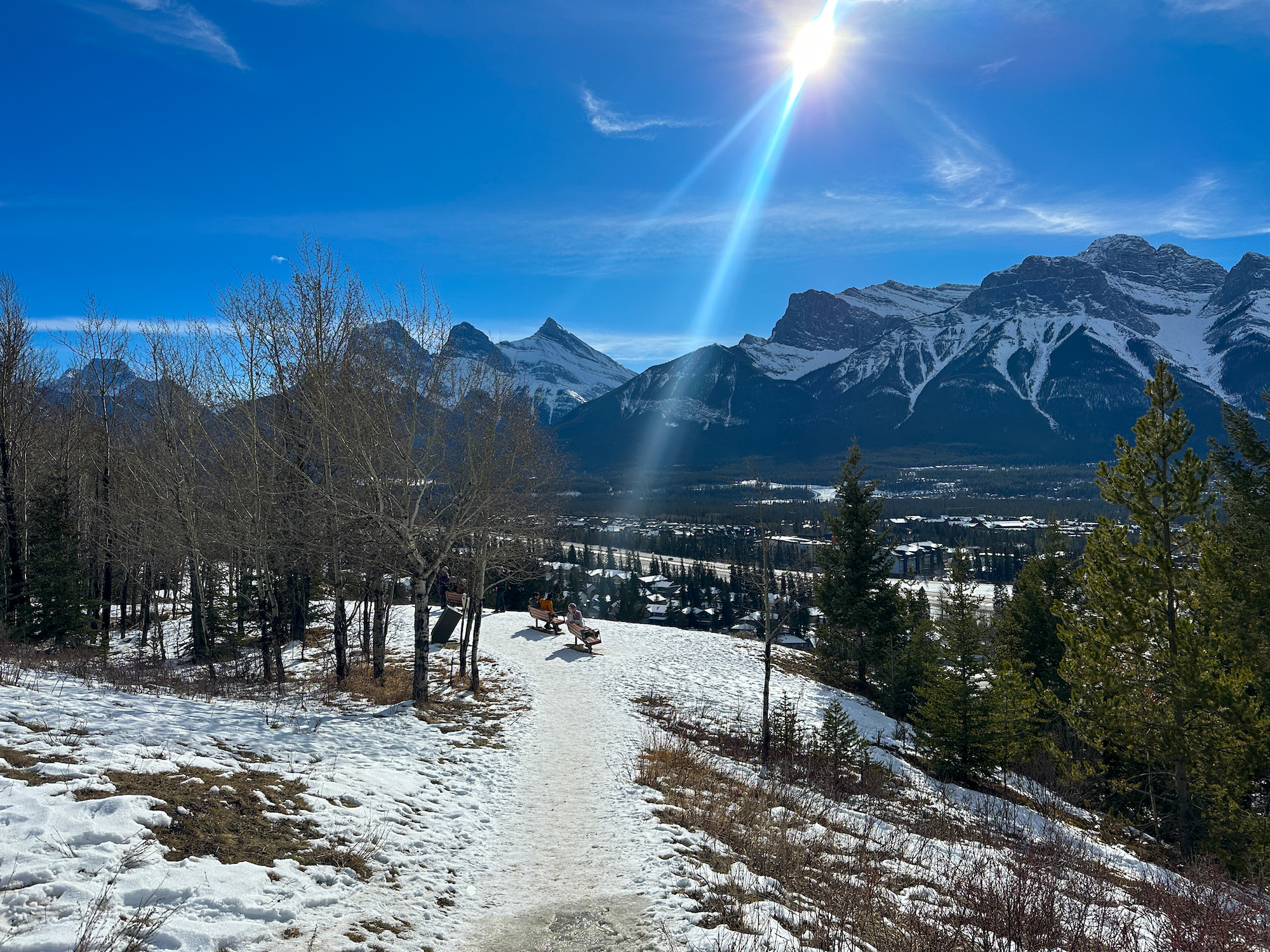The Benchlands Trail View Point Over Bow Valley On Sunny Winter Day