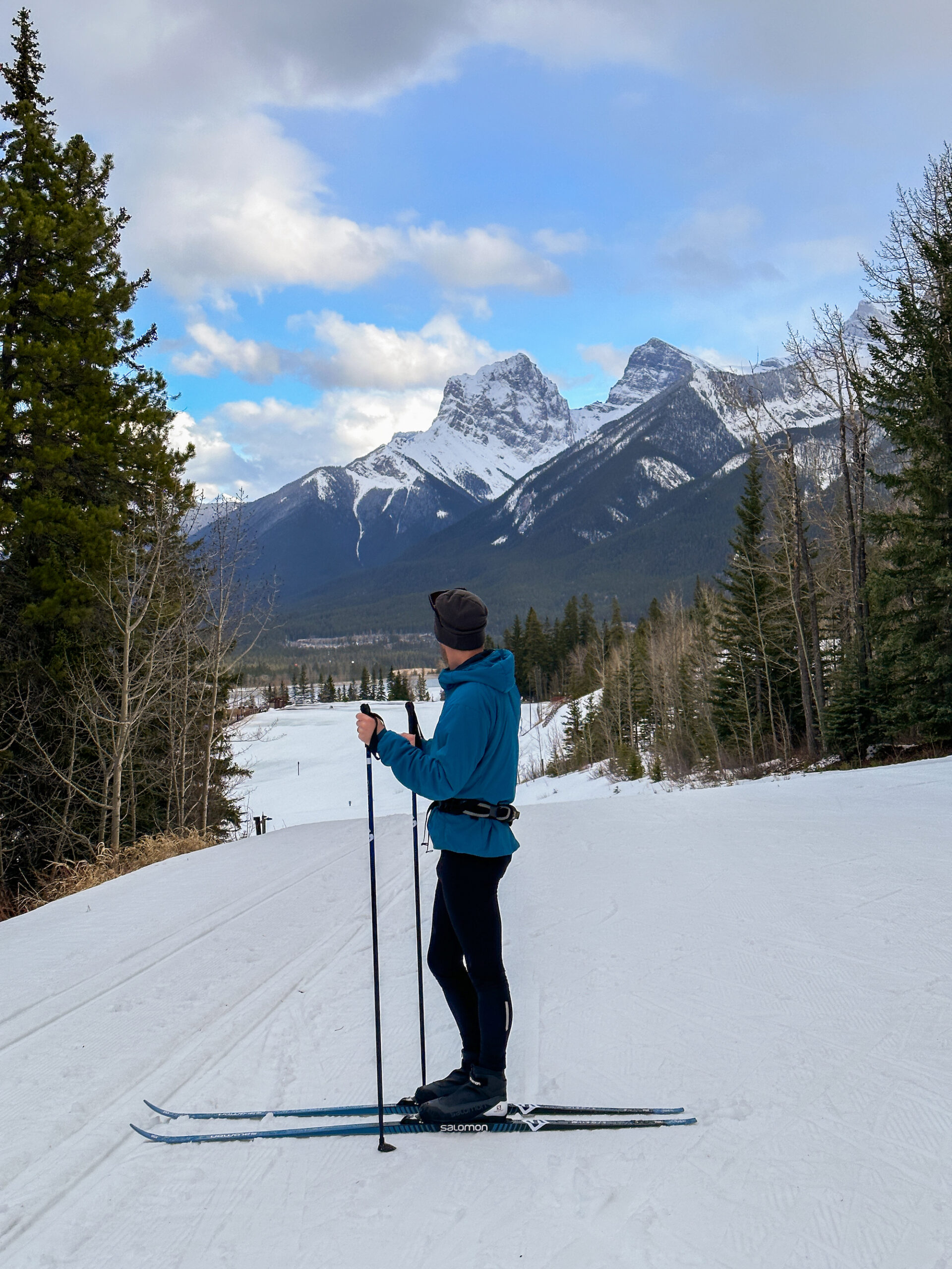 nordic skiing at the canmore nordic center in April