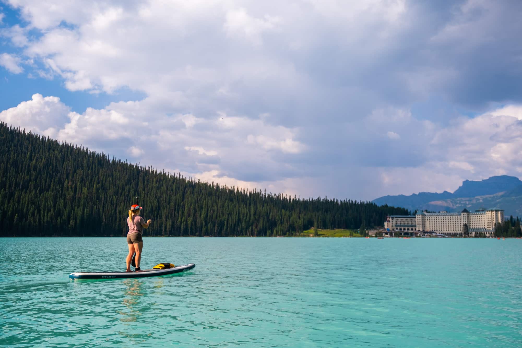 paddleboarding on lake louise