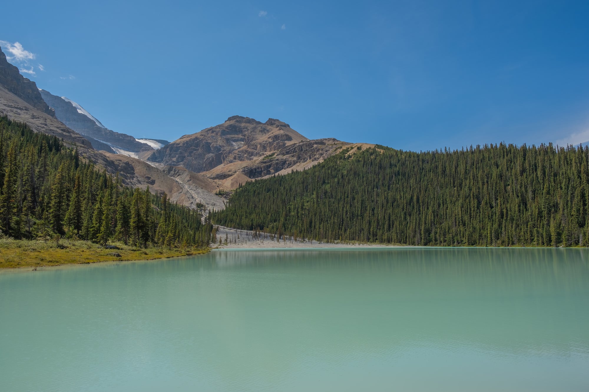 boundary lake on the icefields parkway