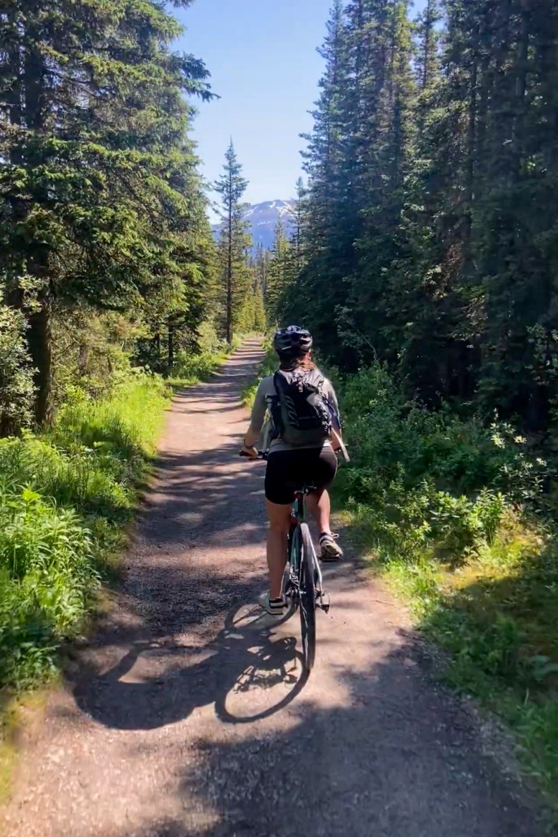 Biking to Moraine Lake Road on the Tramline Trail