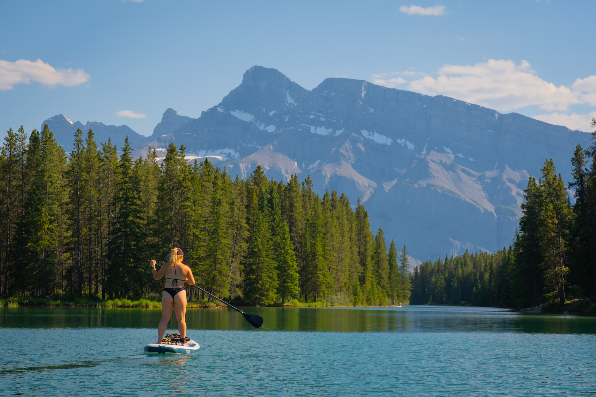 stand up paddling on two jack lake