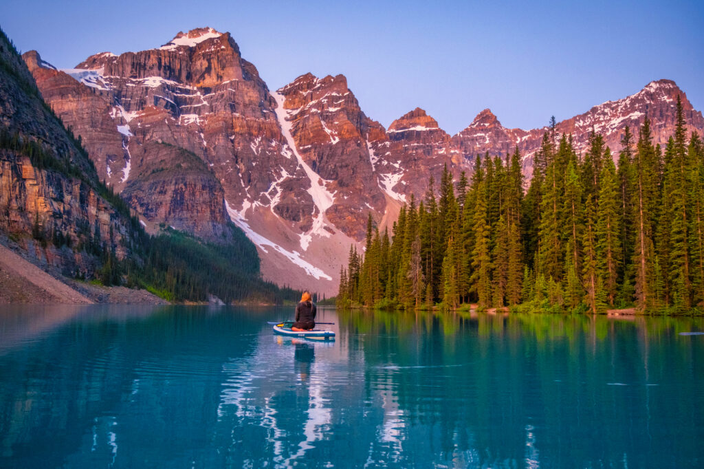 paddleboarding on Moraine Lake