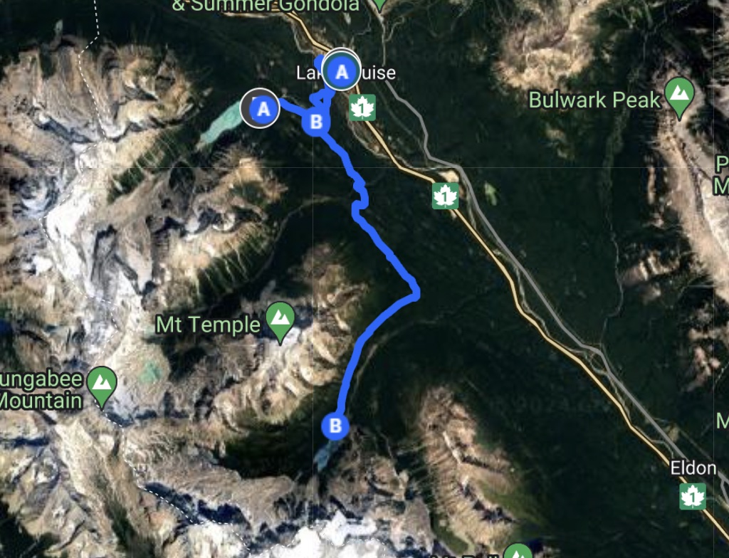 biking to moraine lake map