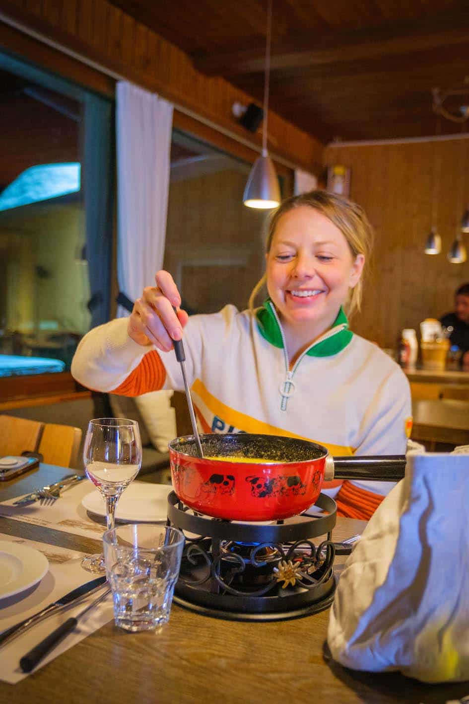 enjoying fondue
