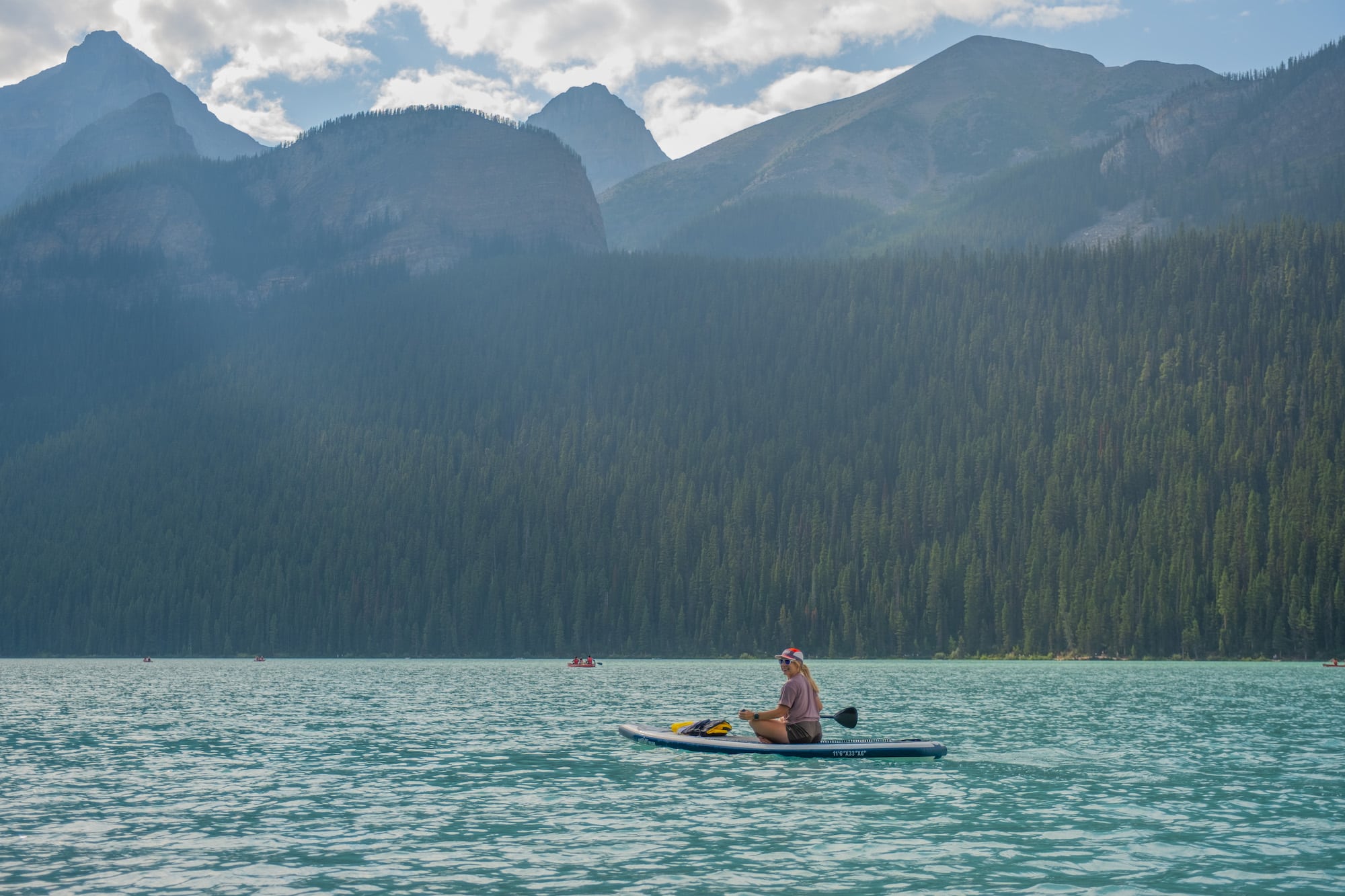 paddleboarding on lake louise