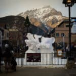 snow sculptures on bear street for snowdays
