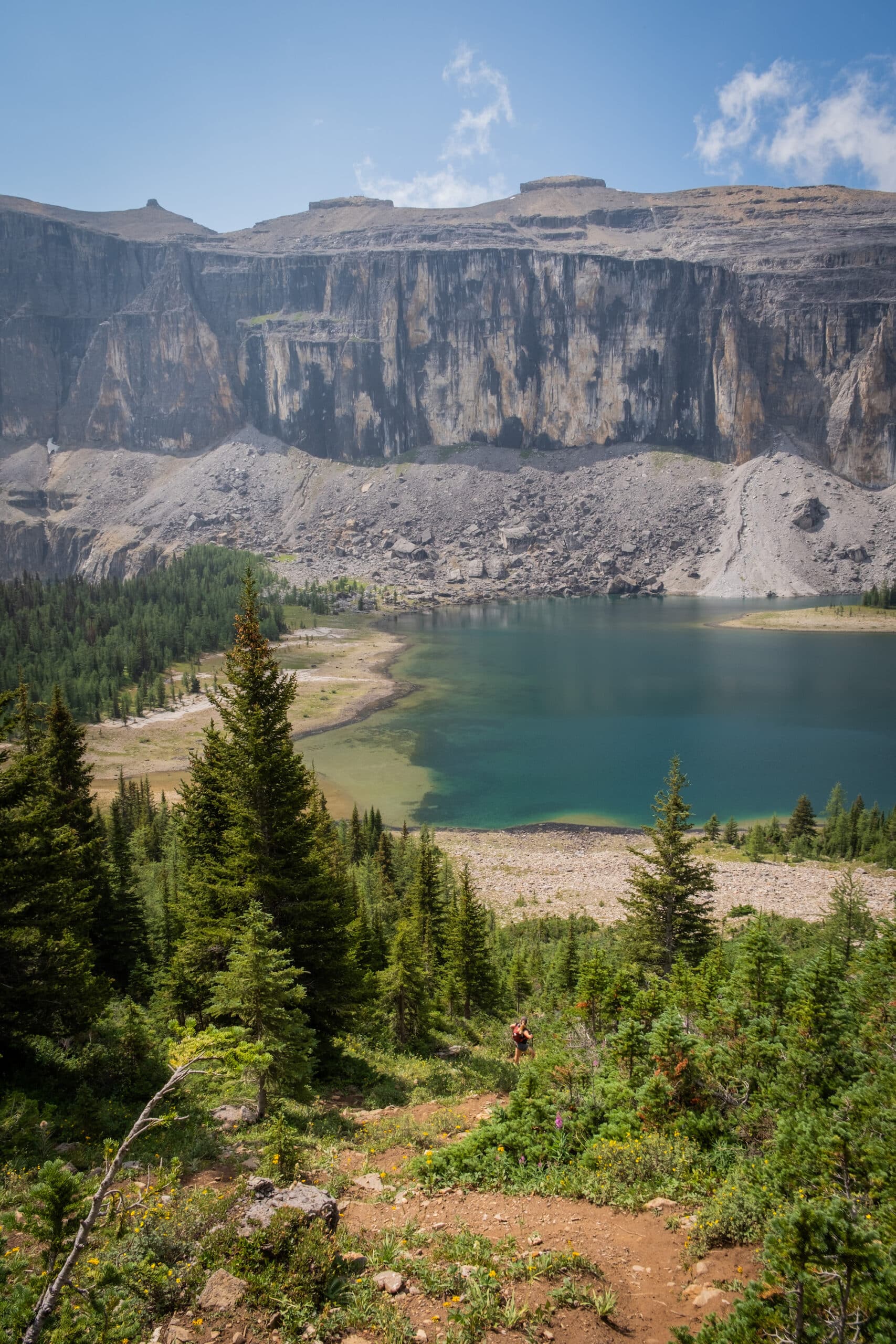 hiking above rockbound lake
