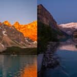 moraine lake sunrise vs lake louise sunrise