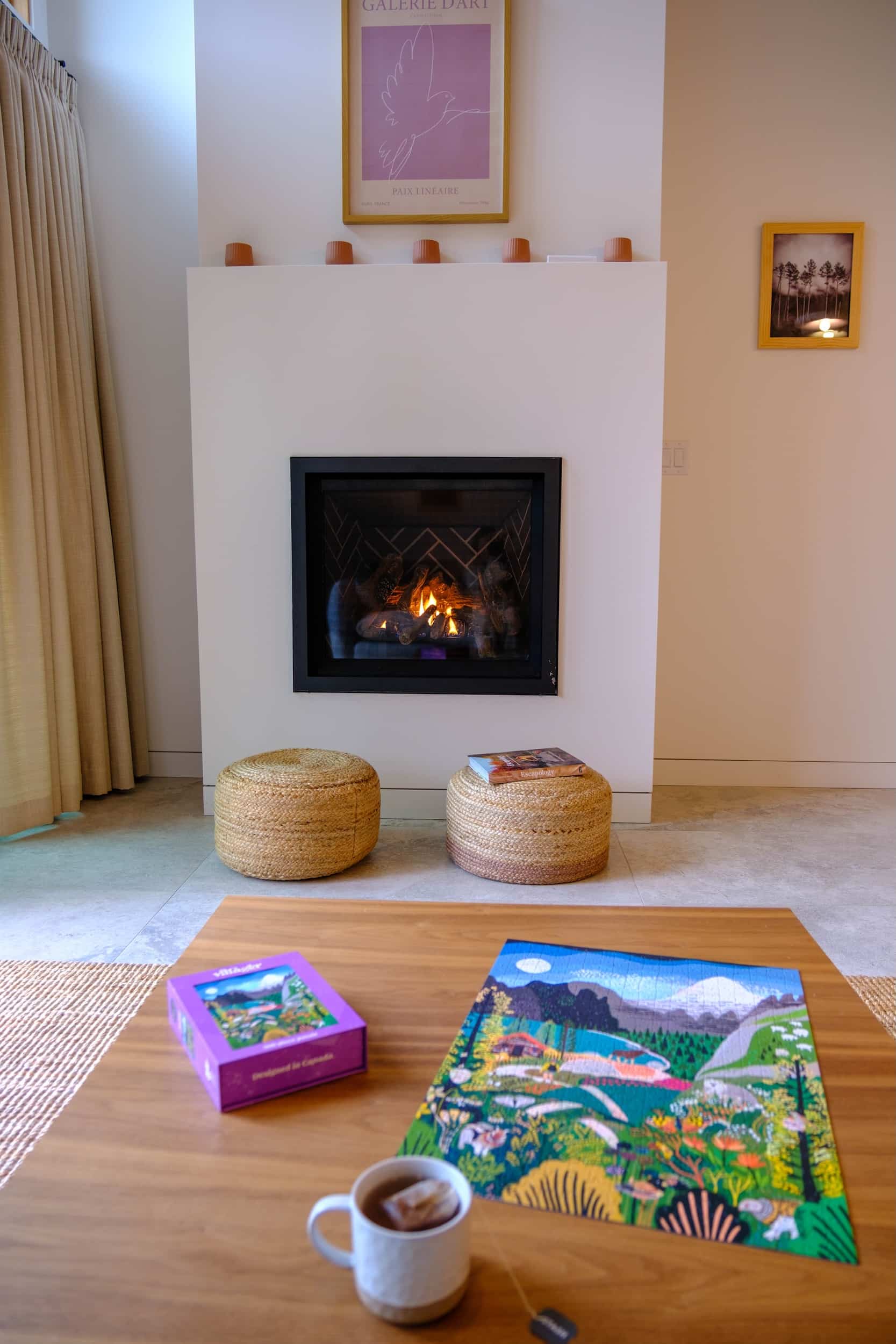 Golden Cabin Puzzle Tea Fireplace