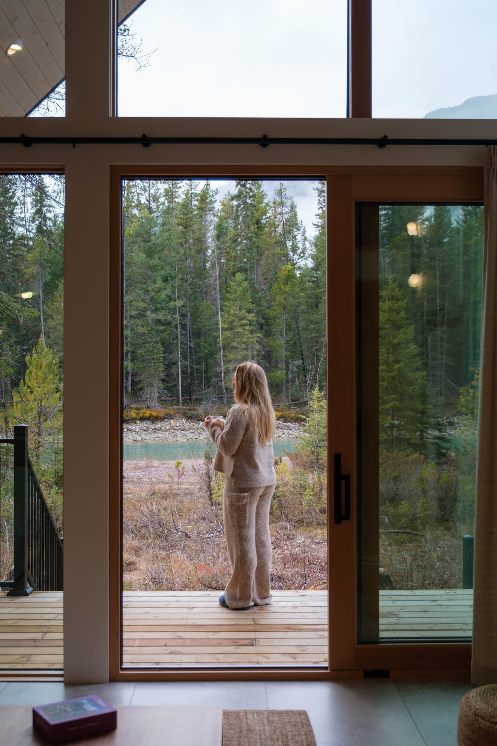 Tasha in Golden Cabin With Cup of Tea