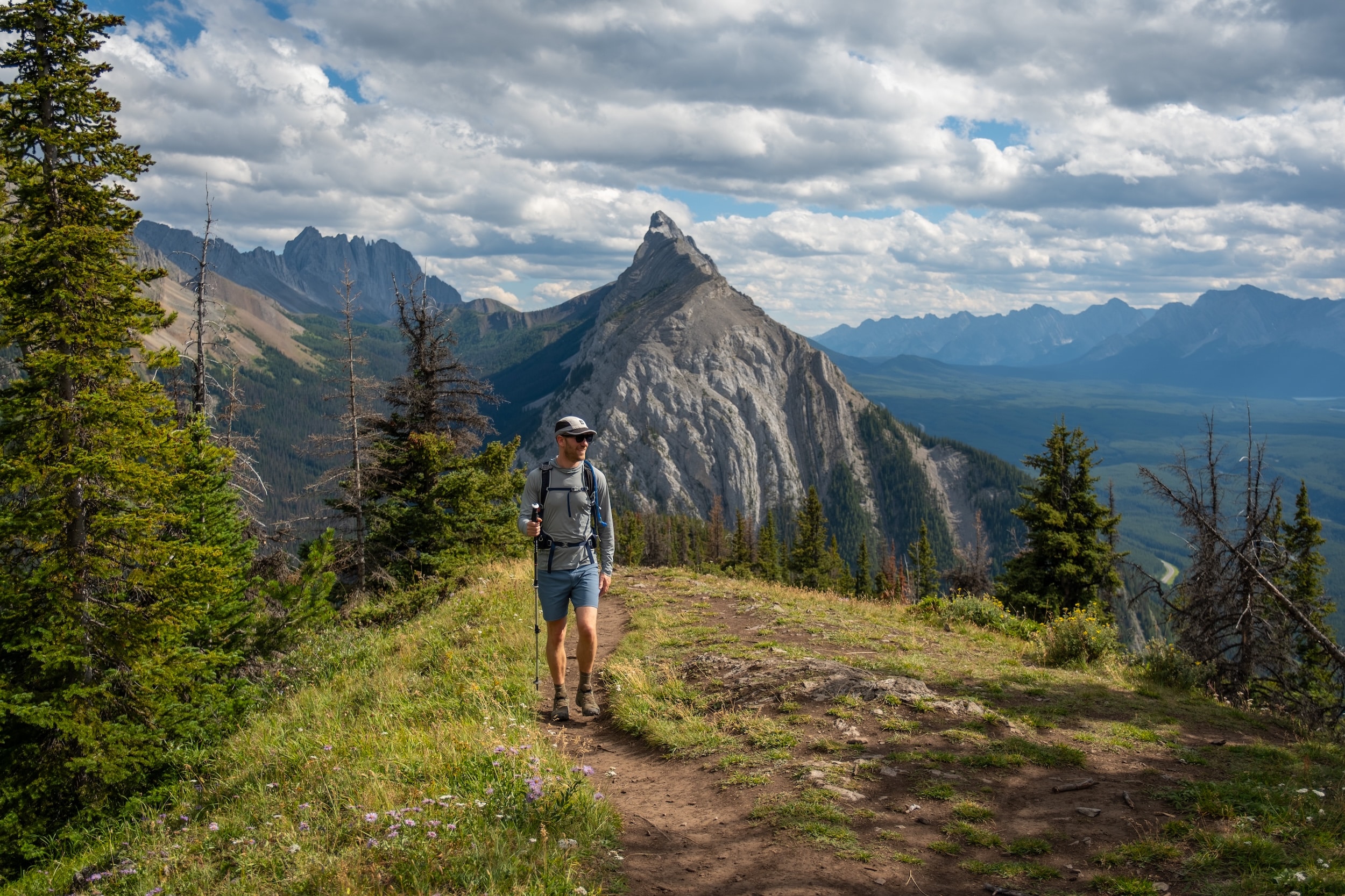 Cameron Seagle hiking along the King Creek Ridge Trail