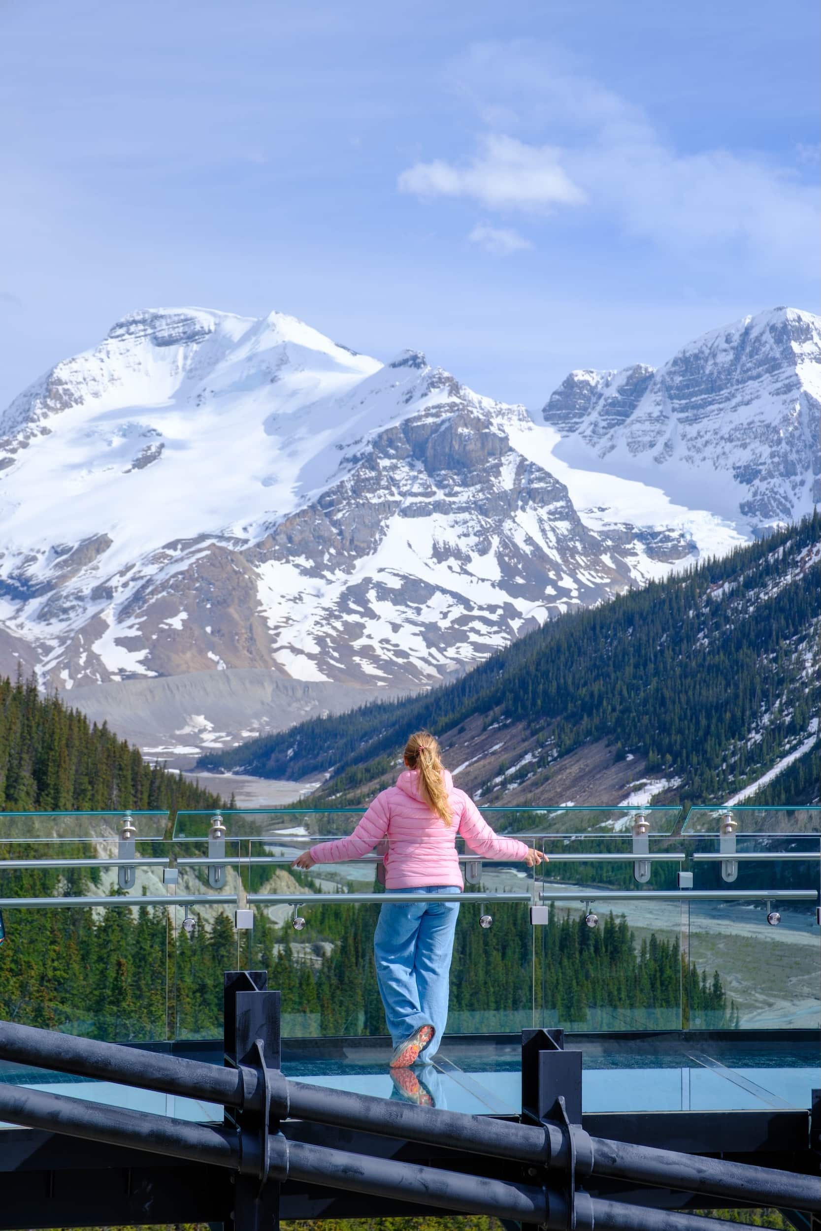 Natasha Stands on Columbia Icefield Skywalk